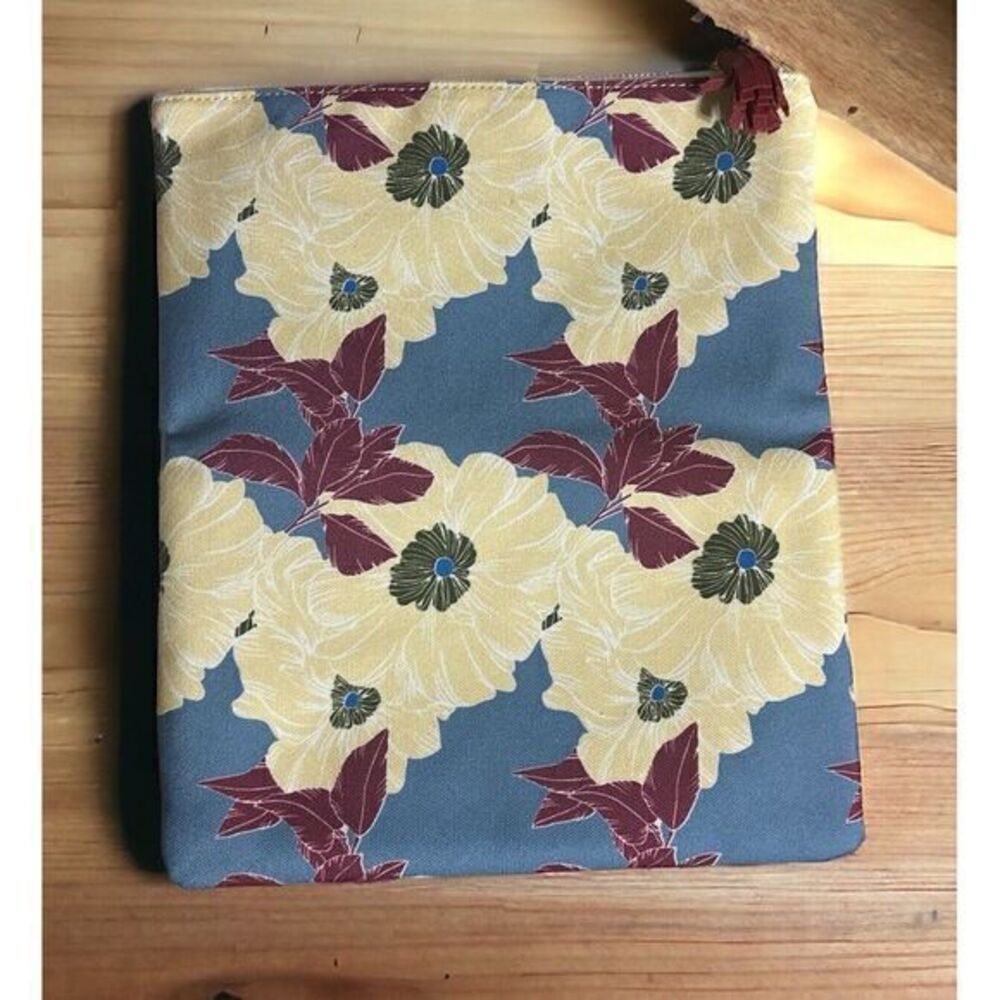 Rachel Pally Reversible Clutch Floral Zip Bag Leather Canvas New Inside Pocket
